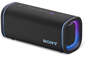 Sony ULT Field 5 - Leistungsstarker tragbarer Bluetooth-Lautsprecher, 25-Stunden-Akku, 2 x ULT Power Sound Modi, IP67, wasserdicht, staubdicht, 360° Lichter, Abnehmbarer Schulterriemen - Schwarz