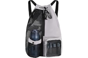Minicoco Swim Bag Mesh Waterproof Swimming Bag Drawstring Backpack Sports Backpack for Kids Adults, Swimming Sports Bag for Sports Swimming,Gym,School,Beach Holidays,Travel