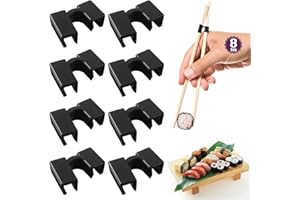 DEVENIRRICHE 8 Stk Essstäbchen Helfer für Erwachsene und Kinder, Essstäbchen Verwenden Trainer Helfer Wiederverwendbare Training Essstäbchen Scharniere zum Lernen und Trainieren Verwendung von Stäbchen (Schwarz)