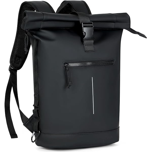 Water Bear 35L Waterproof Backpack – Roll-Top Dry Bag With Laptop Sleeve, Padded Straps (Black) - View #11
