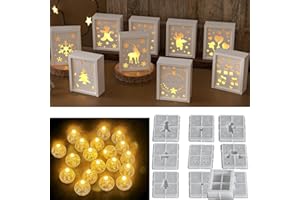 ‎SKEADEX Silikonformen Gießformen Weihnachten,10 Stück Silikonform Geschenkbox mit 20 Ballonlichter Gießform Geldgeschenke Gießformen Silikon Weihnachten Gips Zum Gießen Silikonform Geschenkbox (A)