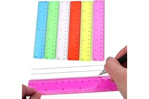 RIXOTIX 6 righelli in plastica da 15 cm/6 pollici, colorati, trasparenti, con centimetri e pollici, strumento di misurazione di precisione per scuola, ufficio, casa, aula, diversi colori (colorati: colorato)