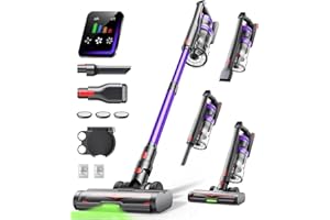 POWERFFY Cordless Vacuum Cleaner 600W 50KPA Powerful Suction 65 Mins Stick Handheld Vacuum Cleaners Green LED Anti-Tangle Brush Aromatherapy 1.8L Dust Cup One-Touch Empty for Carpet/Hardwood/Pet Hair/Car/Stair
