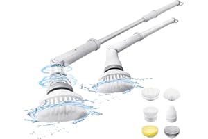 Electric Spin Scrubber 4000mAh, Diivoo Cordless Cleaning Brush With Extendable Extension Arm & 6 Cleaning Brush Heads, 2 Speed, Telescopic Power Scrubber for Household Bathroom Floor Shower