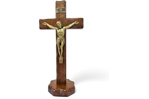 La Balestra Crucifijo de madera de apoyo - Cristo latonato - fabricado en Umbría Italia - (27X13 cm)