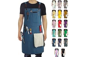 Stenffy Kitchen Apron, Cotton Canvas, Adjustable Cross Back, Artist, Painting, Carpenter Work Apron for Men, Women, Plus Size