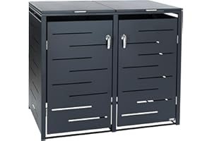 Zelsius Mülltonnenbox 2er Mülltonne | (B) 132 x (T) 80 x (H) 117 cm | Anthrazit RAL 7016 | inkl. Erweiterungsmöglichkeit | Müllhaus, Aufbewahrungsbox, Mülltonnenverkleidung, 1 Tonne