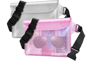 Crenova wasserdichte Tasche, Wasserfester Beutel wasserdichte Bauchtasche für Telefon/Bargeld/Karten, Wassersport Strand zum Schwimmen Rafting Kajakfahren Schnorcheln Angeln Camping (Rot + Weiß)