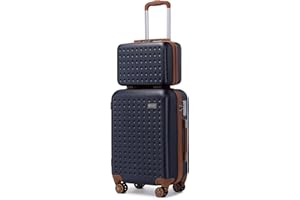 Kono Juego de 2 Maletas, Maleta de Cabina con Neceser con Cerradura TSA Equipaje de Viaje Ligeras(Azul)