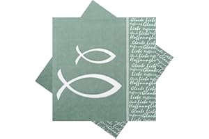 ‎ZAUBERDEKO Servietten Glaube Fisch Grün Salbei Tischdeko Kommunion Konfirmation 20 Stück
