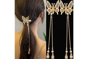 ‎YPKIA 2 Stück Schmetterling Haarspange Beweglich Glitzer 3D Schnappen Haarspangen Metall Alligator Clips Snap Haarnadel für Mädchen Damen Haarschmuck （Gold)