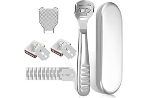 VOKMON Credo Rasoio Per Calli Pedicure Professionali Credo Per Pedicure Professionale lamette calli pi- Raschietto Piede In Acciaio Inossidabile Con Custodia & 20 Lame - Rimozione Pelle Dura, Lime, Tronchesi