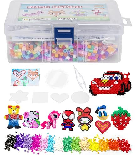 Set de Perles à Repasser 5200 Pièces, Perles à Repasser Grandes, Kit