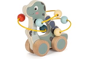 small foot Schiebetier mit Motorikschleife „Dino“, aus FSC 100%-zertifiziertem Holz, für Kinder ab 12 Monaten, 12615