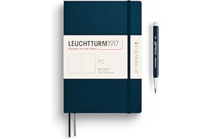 LEUCHTTURM1917 372204 Taccuini Medium A5, Copertina morbida, 123 pagine numerate, Deep Sea, Bianco