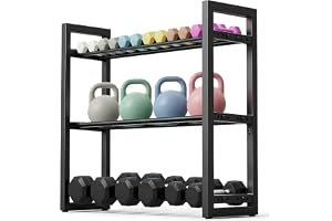 3 nivåer, justerbart hantelstativ, metallstativ för styrketräning, förvaringsställ vikter, platsbesparande hantelställ, Kettlebell-organisatör för gym och hemma (kapacitet 163 kg)