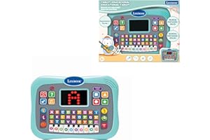 LEXIBOOK, Educational tablet for early learning, Bilingual English/Portuguese, Talking tablet with screen for learning the alphabet, numbers and animals, Blue, JCPAD007i4