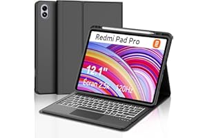 IVEOPPE Cover Redmi Pad Pro 12.1 con Tastiera Touchpad, Tastiera Redmi Pad Pro 12.1, Custodia con Tastiera Trackpad Retroilluminata Italiano Bluetooth Staccabile per Xiaomi Redmi Pad Pro 12.1" 2024, Nero