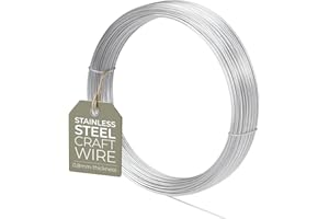 THE BEAD SHOP Fil en acier inoxydable 304 de 0,8 mm, calibre 20, 6 m, fil artistique pour la fabrication de bijoux, le sauvetage, la sculpture et l'entraînement de bonsaï, résistant à la corrosion et durable