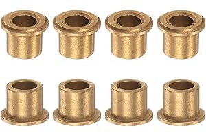 QUARKZMAN 8pz Flangia Cuscinetto Manicotto 8mm Alesaggio 12mm OD 12mm Lunghezza 2mm Flangia Spessore Bronzo Boccola Autolubrificante Boccole Manicotto per Attrezzature Industriali