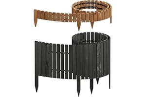 WOLTU Rollborder, Flexibler Holzzaun, Beeteinfassung Beetumrandung Rasenkante Gartenzaun Holz, Deko für Garten Blumenbeet, 203x40 cm, Anthrazit
