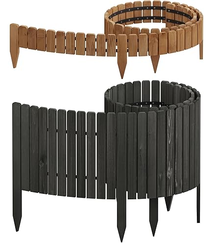 Garronda Clôture De Jardin En Bois Bordure Jardin Cloture Jardin Exterieur, Palissade Bordurette Longueur: 100 Cm GD-0148 (Brun Foncé, Hauteur : 10 Cm