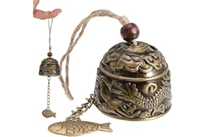 LONSVTTU Fengshui Bell Vintage Dragon Bell Bell - Campanelle orientali di buona fortuna, da appendere drago pesce, Feng Shui Wind Chime Benedizione Draghi, ornamenti per casa, giardino, cortile, decorazione p