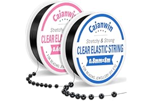 Caianwin Schwarz Elastisches Band für Armbänder 0.6mm und 0.8mm Elastische Schmuckfaden Set, Armband Schnur, Schmuckfaden für Armbänder Perlen Perlenschmuck Basteln Schnüre & Fäden