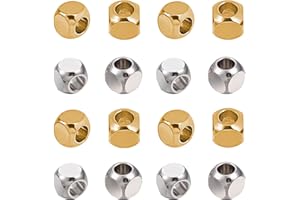 UNICRAFTALE 60 Pieza 2 Colores 4 mm Cuentas Espaciadoras Cuadradas 304 Cuentas Sueltas de Acero Inoxidable Cuentas de Color Dorado Y Acero Inoxidable para Fabricación de Joyas Agujero 2 mm