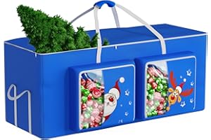 Alupssuc 280cm Borsa per Albero,Custodia per Albero,Sacca Tessuto Oxford 600d, Borsa per Palline di Natale Robusto e Durevole, Custodia Impermeabile, Tasca Laterale, Con Motivo Carino - Blu