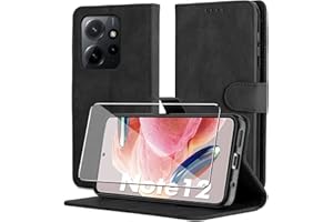 Byvuwiay Funda Compatible con Xiaomi Redmi Note 12 4G (No para 5G), Soporte Plegable Tapa Flip de PU Ranuras Tarjetas Magnético Protección, Protección de Cuero Premium-Negro