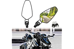 MISS MOLY Moto Rétroviseurs Latéraux 7/8 "22mm Alliage d'Aluminium Guidon Rétroviseurs pour vélo de Sport Scooter Cruiser(Noir)