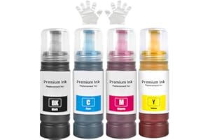 SHUOLEI Ink Bottle Compatible with Ink Multipack for ET-1810 ET-2814 ET-2820 ET-2726 ET-2810 ET-2811 ET-2812 ET-2815 ET-2821 ET-2825 ET-2826 ET-4800 (4 Pack BK/C/M/Y)