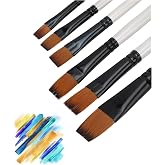 Hannah Picture Brush Set Acrylic Watercolor Oil Painting 6 Pieces with Flat End