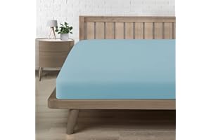 POLIGINO Sabanas Bajeras 135x190/200, Sabanas Cama 135 Suave Cómoda y Transpirable, para colchón de 15-30 cm de Altura Celeste