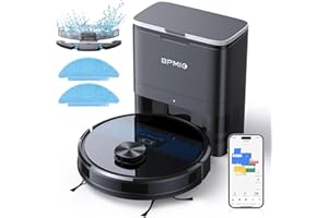 BPMIO Robot Aspirapolvere Lavapavimenti con Mappatura 4000Pa, 2.5L Stazione Autosvuotante, Robot Aspirapolvere con Stazione di Svuotamento Automatico, Laser 360°, 5 Piani, WiFi/APP/Alexa Control