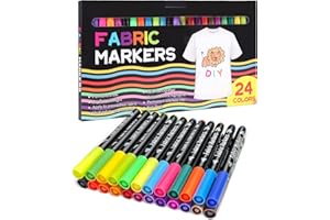 Bepilesto 24 Colours Fabric Pens Permanent for Clothes, Textile Paints Pen for White T-Shirt Canvas Bags Shoes