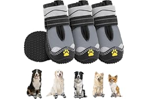 SlowTon Buty dla psa, ochrona łap, 4 sztuki, wodoodporne buty dla psa, buty do użytku na zewnątrz, z antypoślizgową podeszwą, odblaskowe zapięcie na rzepy, buty dla małych, średnich i dużych psów, na