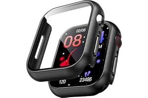 TAURI 2-pack hårt fodral till Apple Watch Series 12 46 mm, svart | Härdat glas HD skärmskydd med full täckning, [repbeständig] beröringskänslig hud smalt skydd för iWatch 46 mm