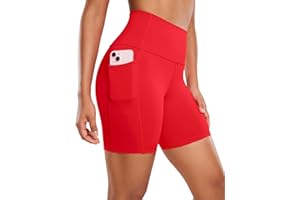 CRZ YOGA Women's Naked Feeling 6''/8'' Yoga Shorts with Pockets - High Waisted Gym Cycling Fitness Shorts