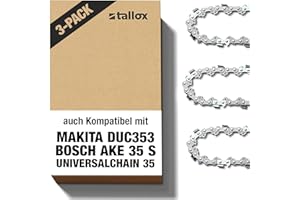 3 tallox Sägeketten 3/8" 1,1 mm 52 TG 35 cm Schwert kompatibel mit Oregon Makita Bosch