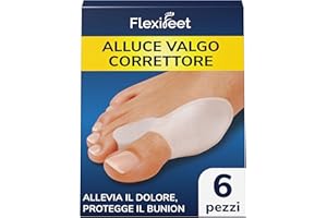 FLEXIFEET Tutore Alluce Valgo Correttore 6 Pz - Divaricatore Separatore Correttivo Donna e Uomo - Distanziatore Silicone 0% BPA - Taglia Unica, Ortopedico