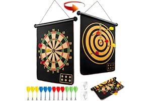 DxxD Bersaglio Freccette Magnetiche 38cm Double Sided con 12 Freccette, Gioco da Lancio Regalo Natale Compleanno per Tutte Le età