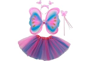 Tante Tina Girls’ Butterfly Fairy Costume, 4-Piece Set Includes Fairy Wings / Butterfly Wings, One Size