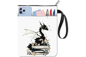 CRASPIRE Dragon Book Covers Flower Book Protector Book Sleeve for Paperbacks Washable Fabric Cloth Book Cover with Zipper and Extra Sleeve Pocket for Book Lovers Classmate Gifts