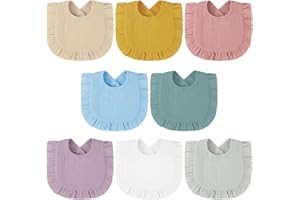 Vicloon Baberos Bandana Unisex, 8pcs Suave Absorbente, Bebé Recién Nacido Algodón para Bebé Niños Niñas