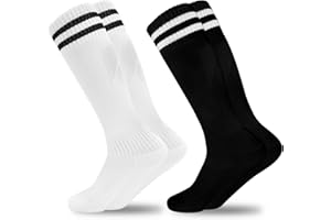GRPSKCOS Kids Soccer Socks, 2 Pairs Sports Girls Boys Football Knee High Tube Socks Toddler Stripes School Uniform Stockings