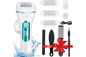Electric Foot File Hard Skin Remover, Wetisedg® Rechargeable 16 in 1 Foot Pedicure Hard Skin Remover with 3 Rollers LED Light, Foot Care Kit for Dry Dead Skin Cracked Heels Calluses (Green)