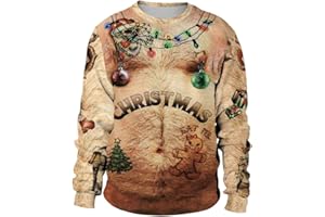 Alwesam Christmas Pullover Sweatshirts 3D Print Novelty Funny Ugly Christmas Long Sleeve Pullover Unisex Men Women