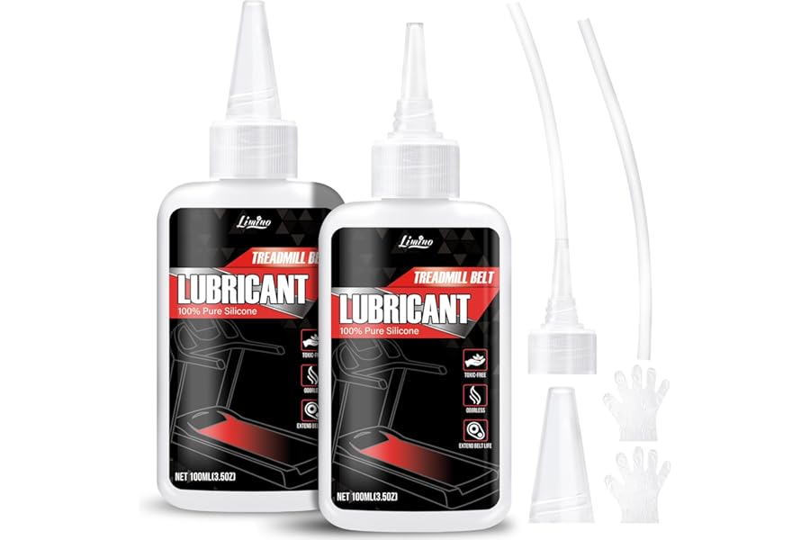 Treadmill Lubricant Oil - 200ml - 100% Pure Silicone Treadmill Oil, Fitness Equipment Lubricant, Full Belt Width Lubrication, Silicone Treadmill Lube with Soft Tubes, Easy to Apply, Noise Reduction